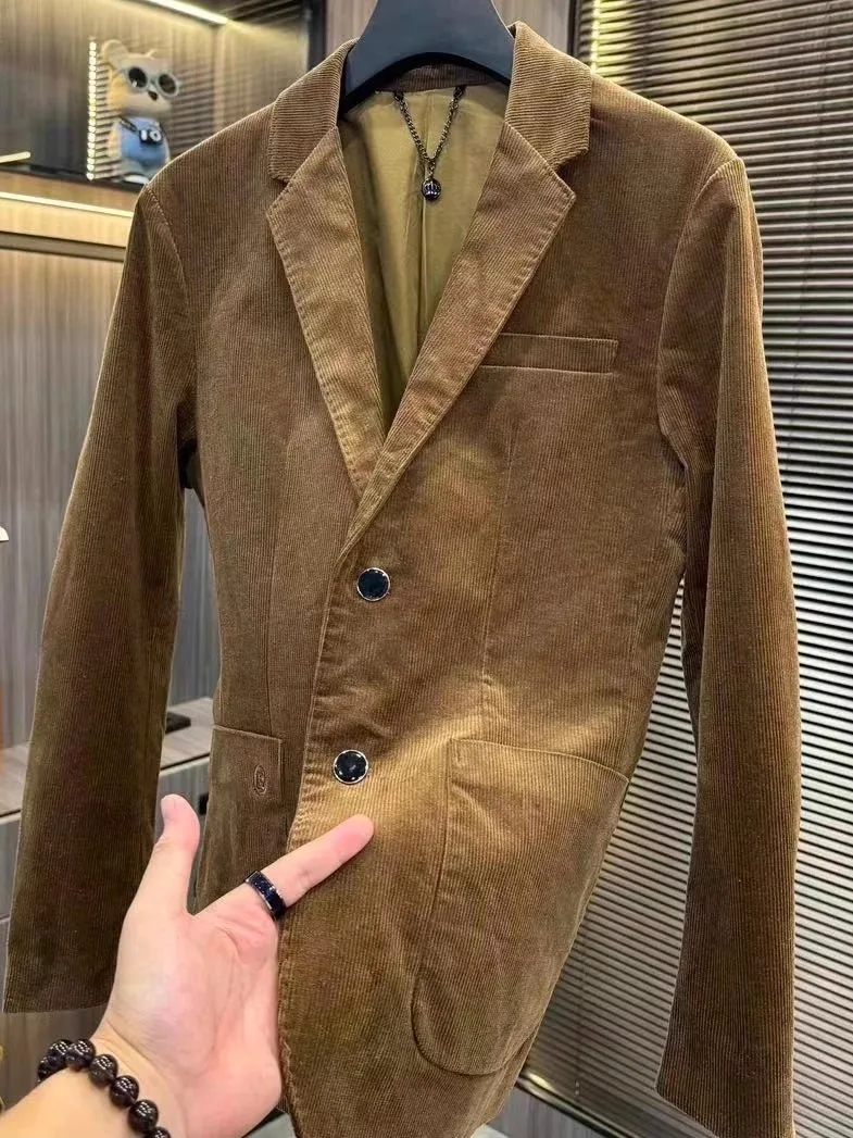 

Мужской повседневный модный полосатый пиджак Q888 для весны и осени, классический крой, с воротником-стойкой, длинный рукав, для отдыха и бизнеса