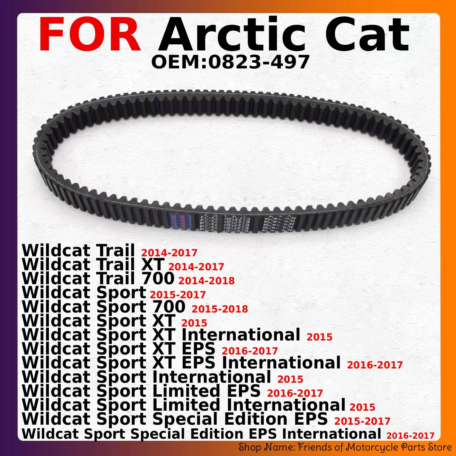 Motorcycle Drive Belt Transfer Belt For Arctic Cat Wildcat Special Edition Limited EPS International Trail Sport 700 XT 0823-497