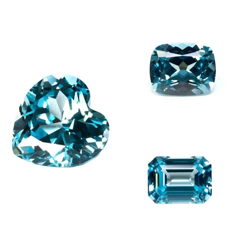 Lab Grown Sapphire Aquamarine Color Oval Cut Gemstone VVS1 for Charms Jewelry Making Certificate Multiple Shapes Selectable view 6