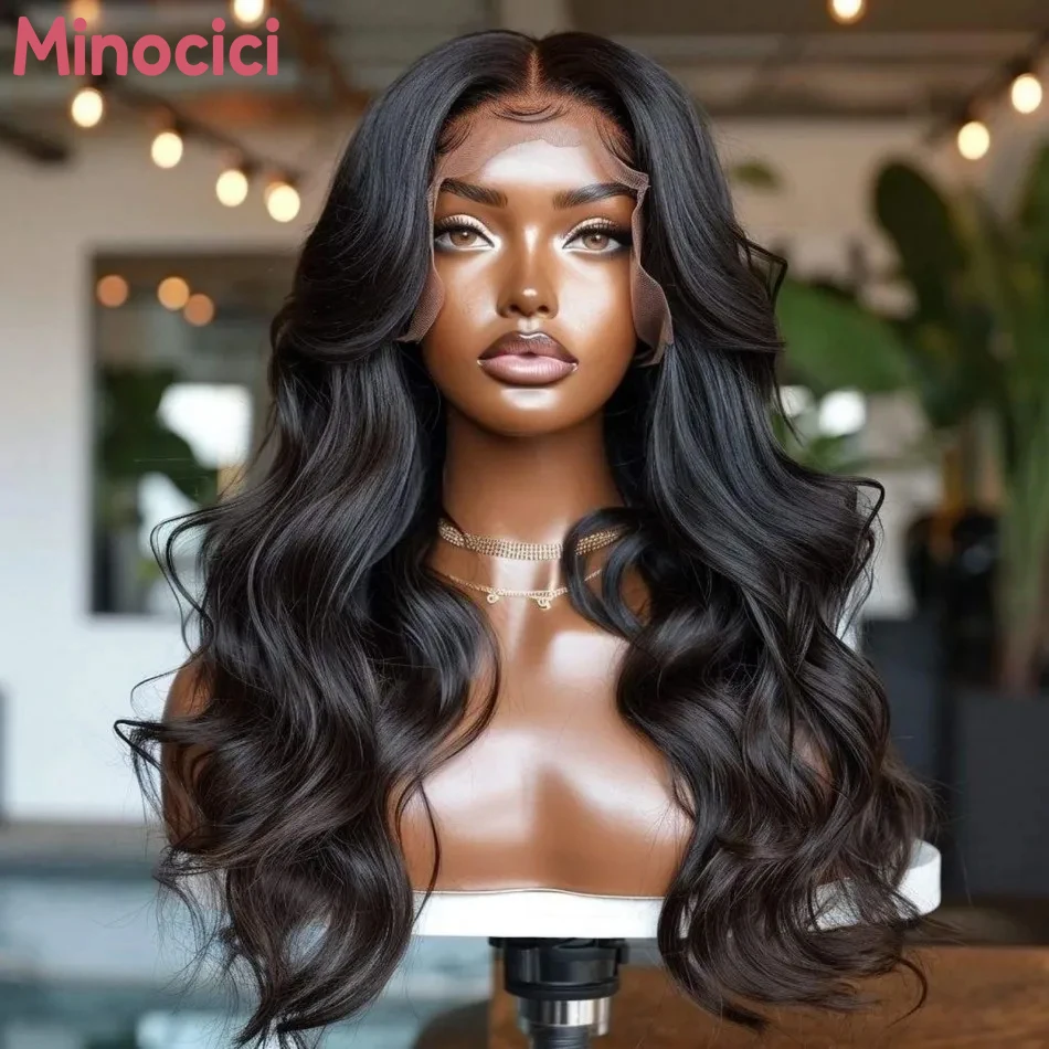 

Парик из натуральных волос Body Wave, 100% HD-кружево 13x6, безклеевой, с кружевной застежкой 5x5, черный, предварительно выщипанный, бразильский, с фронтальным кружевом