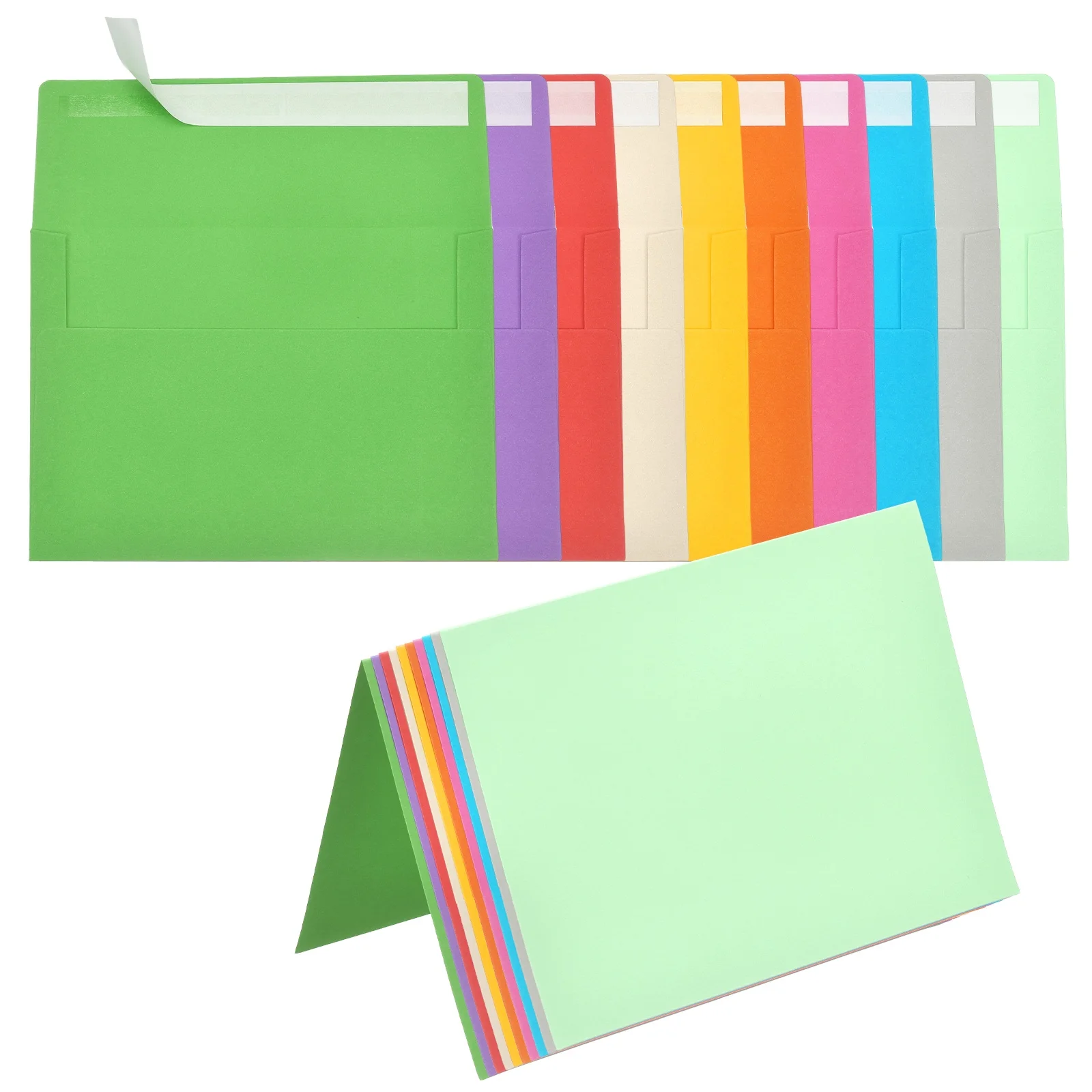 50Set A7 Envelopes with Folded Cards Self Seal Paper Envelopes with Folded Cardstock Cards for Greeting Party Wedding Invitation