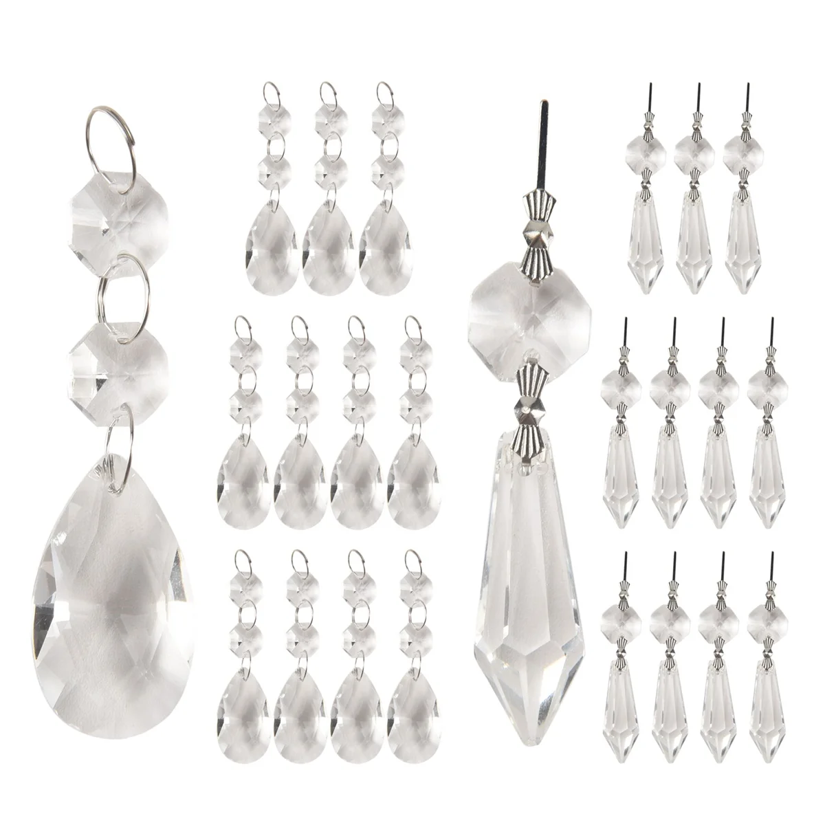

24 Pcs Chandelier Crystal Prisms Pendants Set 38 mm Clear Teardrop Icicle Chandelier Crystals Parts Replacement Crystals