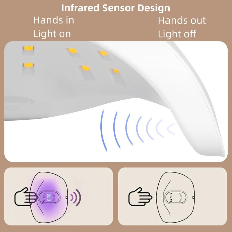 LEDネイルランプ,66個のマニキュアドライヤー,すべてのジェル用,モーション検知付き,パワフルなマニキュア機器