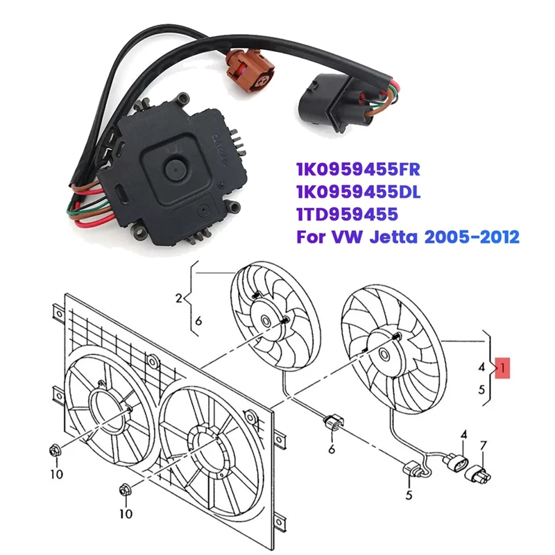 Car Radiator Cooling Fan Relay Control Module 1K0959455FR For VW Jetta Golf Passat Tiguan Beetle  A3 S3 1TD959455