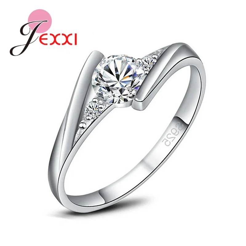 Women's 925 Silver Zircon Cocktail Ring, Elegant Design