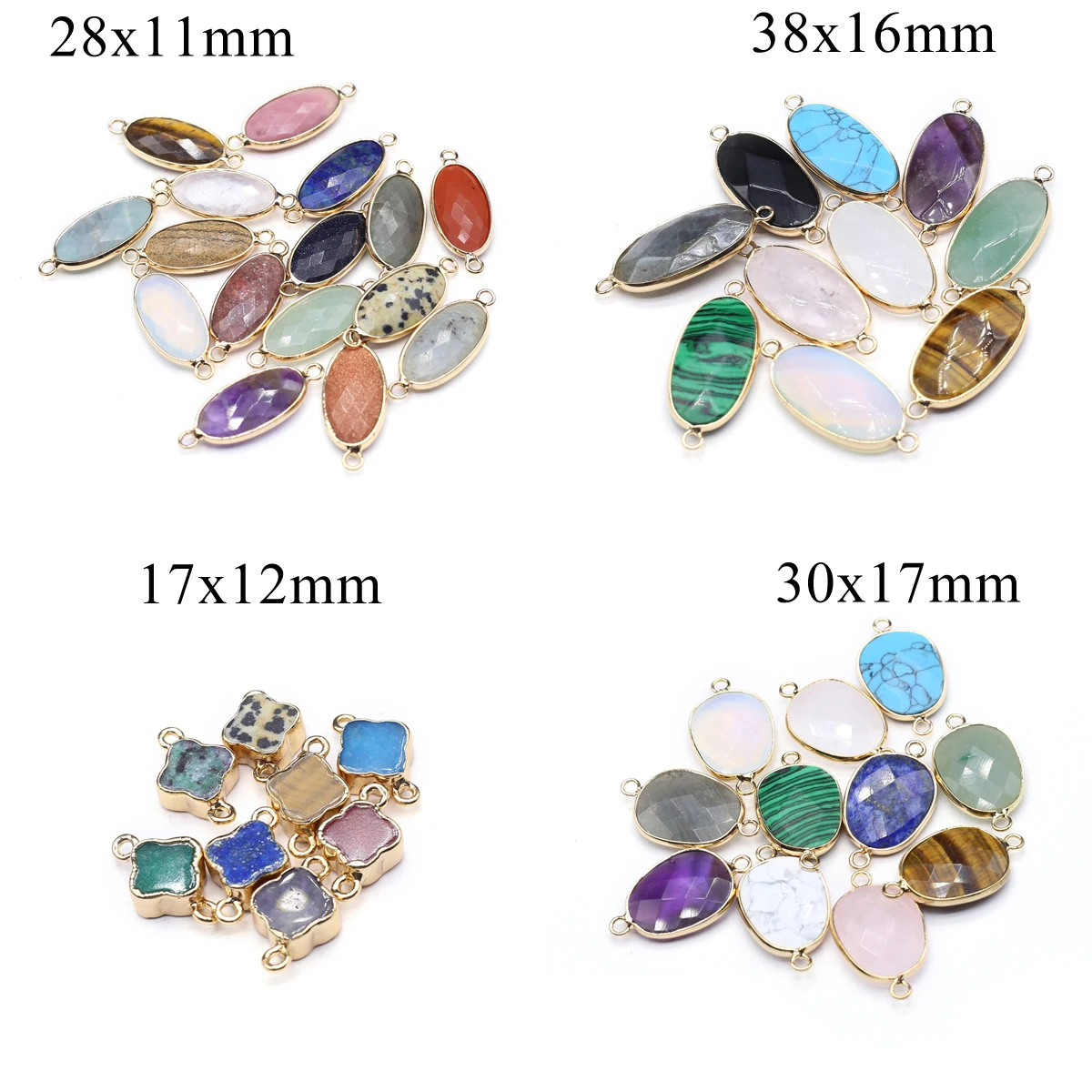 2pcs Natural Stone Crystal Agate Opal Random Color Charm Connector Pendant DIY Bracelet Jewelry Accessories Gift