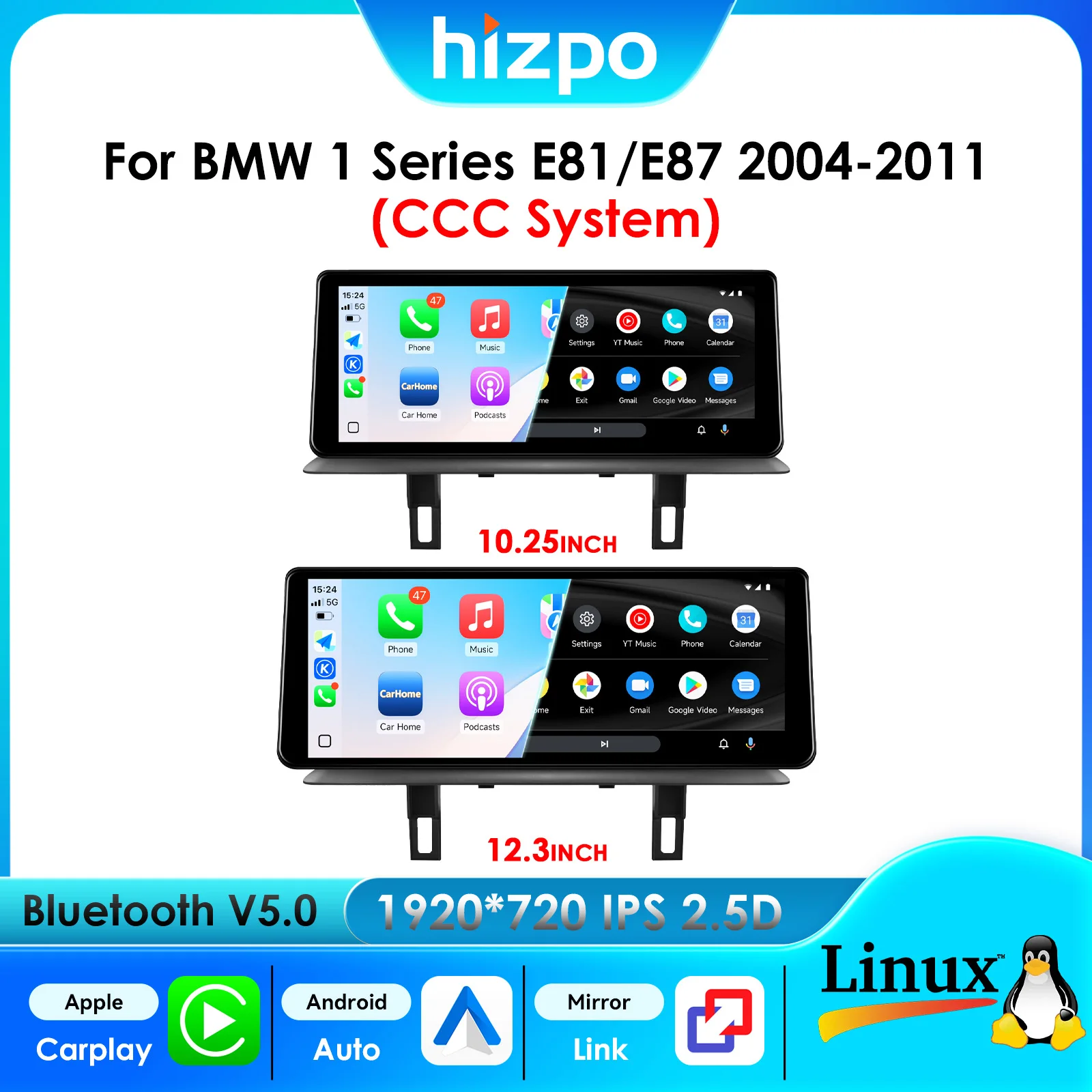 Hizpo For BMW 1 Series E81 E87 2004-2011 CCC&CIC Original System Display Support Carplay Auto BT Mirror Link With Touch Screen