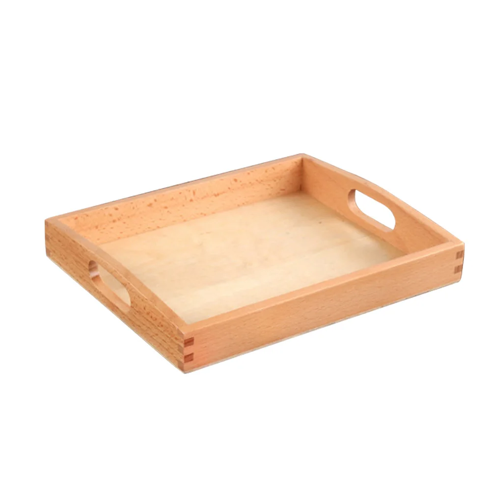 

Wooden Tray Storage Boxes Food Serving Box Premium Material Durability Stability Two Handles Transport Great Breakfast Dinner