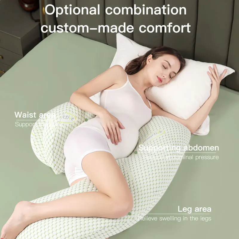 Pregnant women\'s portable side sleeping pillow with detachable and washable adjustable jacket, supporting the buttocks, back, wa