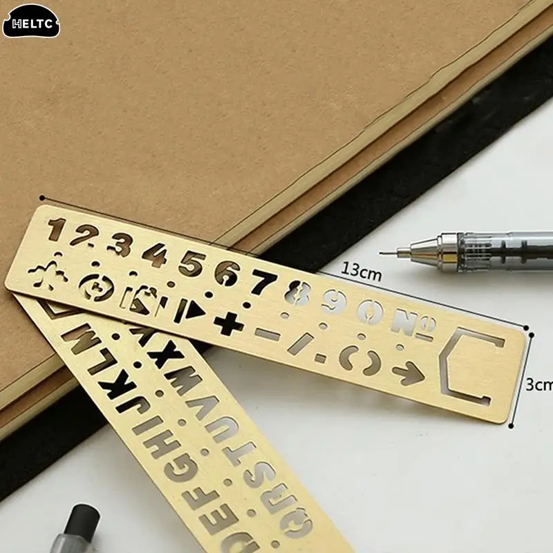 1PC Multifunctional Metal Hollow Straight Ruler Number Letter Pattern Bookmark Kawaii Stationery Drawing Template Measuring Tool