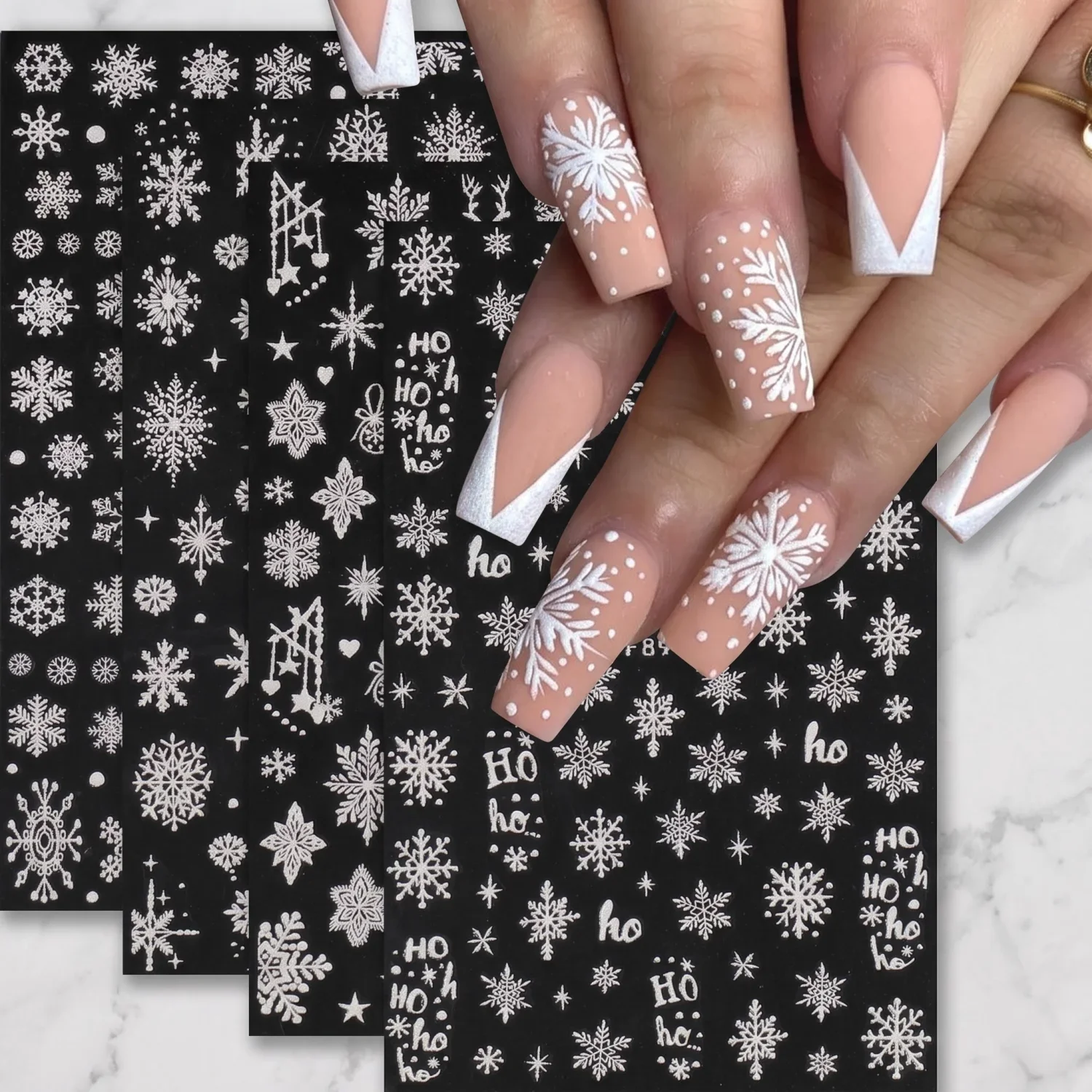 Neue Winter-Schneeflocken-Nagelaufkleber, Weißer Schnee Weihnachten Neujahr Selbstklebende Nagelsticker, DIY Nagelkunst-Deko
