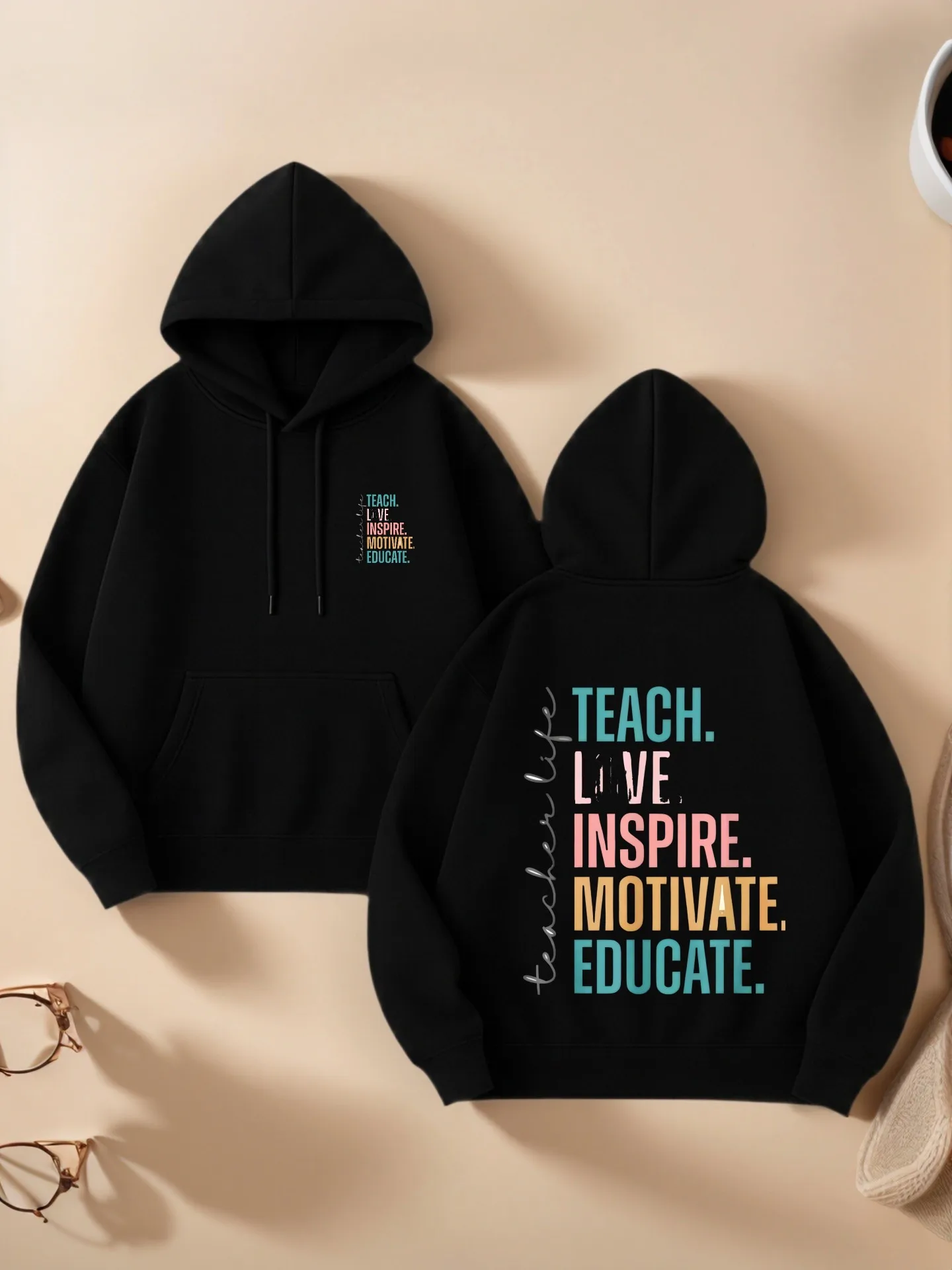 Graphic Hoodie Women, Letter - Print Aesthetic Design, Casual Everyday Wear, Soft Fabric, For Teens