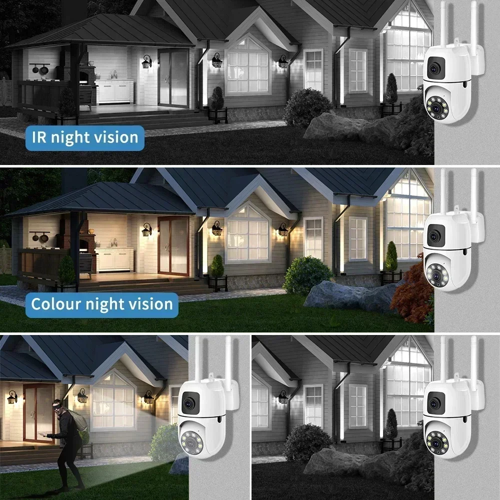 8MP Wifi Camera Dual Lens Security Wireless Outdoor Cameras Two-way Audio Color Night Vision Baby Monitor Detection Wireless Cam