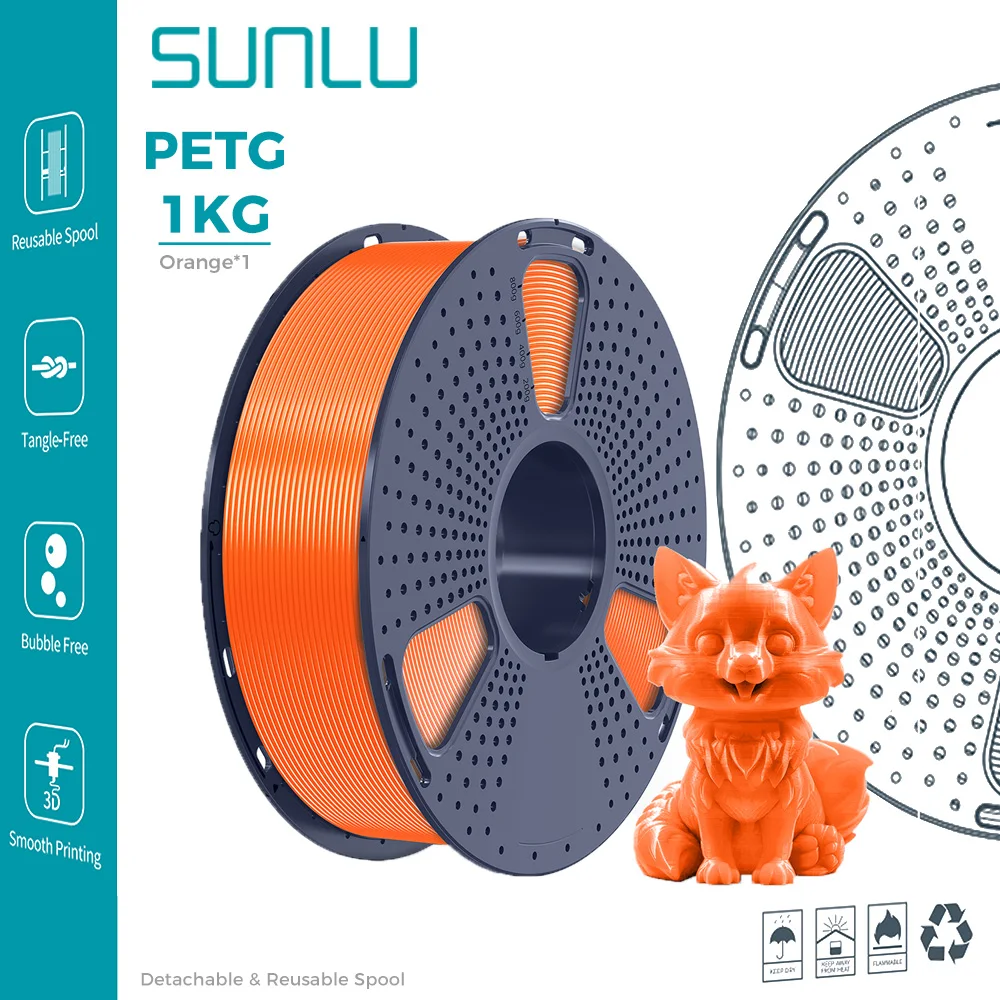 SUNLU 1/2/3/4/5/10KG PETG 3D-filament 1,75 mm netjes wond Hoge taaiheid 3D-printspoelfilament voor FDM 3D-printermaterialen - afbeelding 1