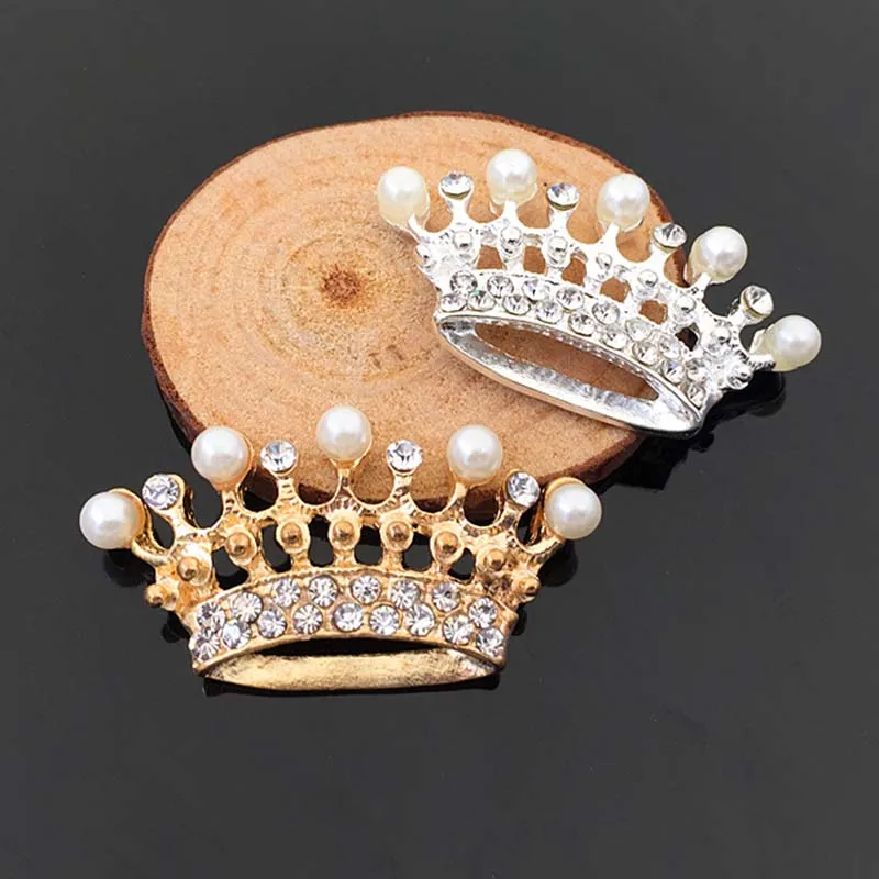 Engood 50Pcs Pearl Rhinestones Crown Button Sewing Trim & Embellishments Craft Buckle for DIY Bag Hair Accessories