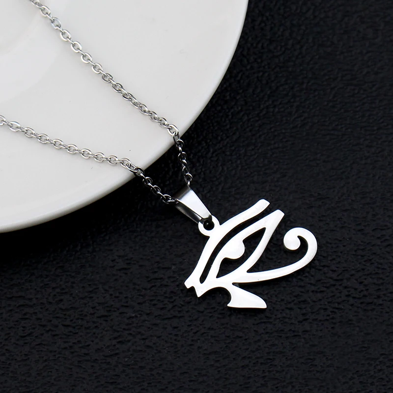 أزياء خمر الفرعون المصري عين حورس قلادة مصر القديمة رمز قلادة قلادة الفولاذ المقاوم للصدأ القلائد الهدايا #4