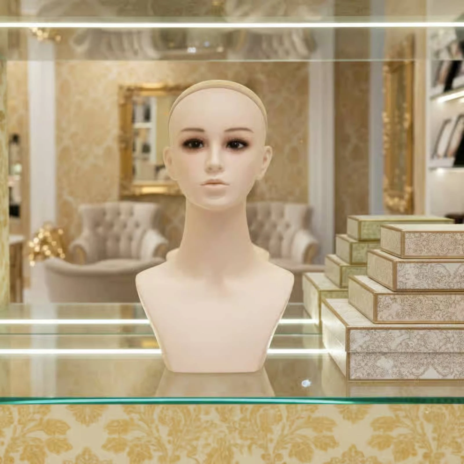 Mannequin Head Bust Flesh-Toned Female Mannequin Head Single-Piece Photography Prop