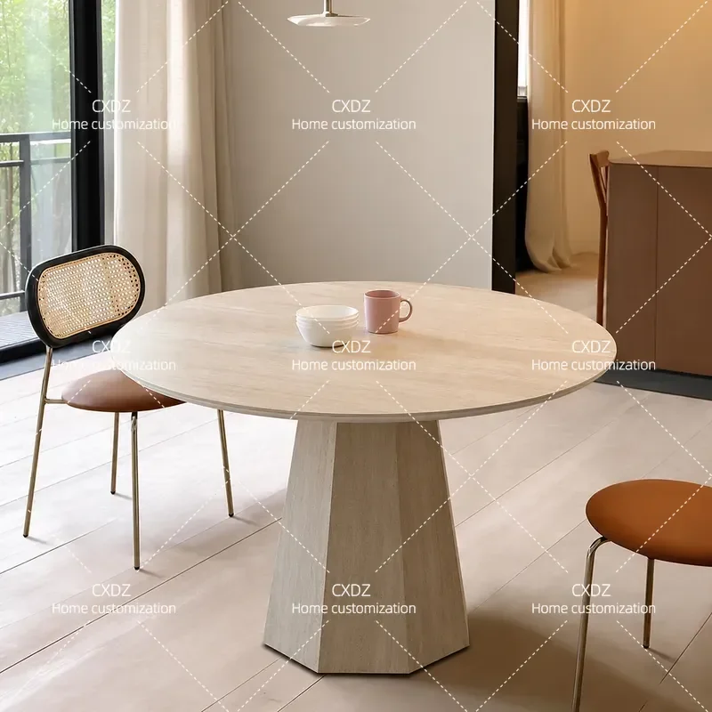 Modern Travertine Stone Slab Dining Table Rectangular Simple Style Small Apartment Household Furniture