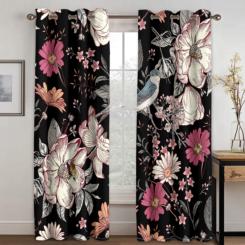 Large flower curtains Luxury Blackout 3D Window Curtains For Living Room personality curtains