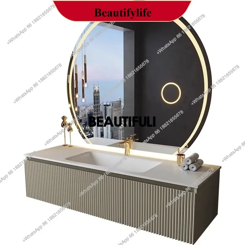 YL Luxury Orgnizer Wooden Bathroom Cabinet Sink Mirror Light Space Saver Washroom Cabinet Toilet Storage Mobile Bagno Furnitur