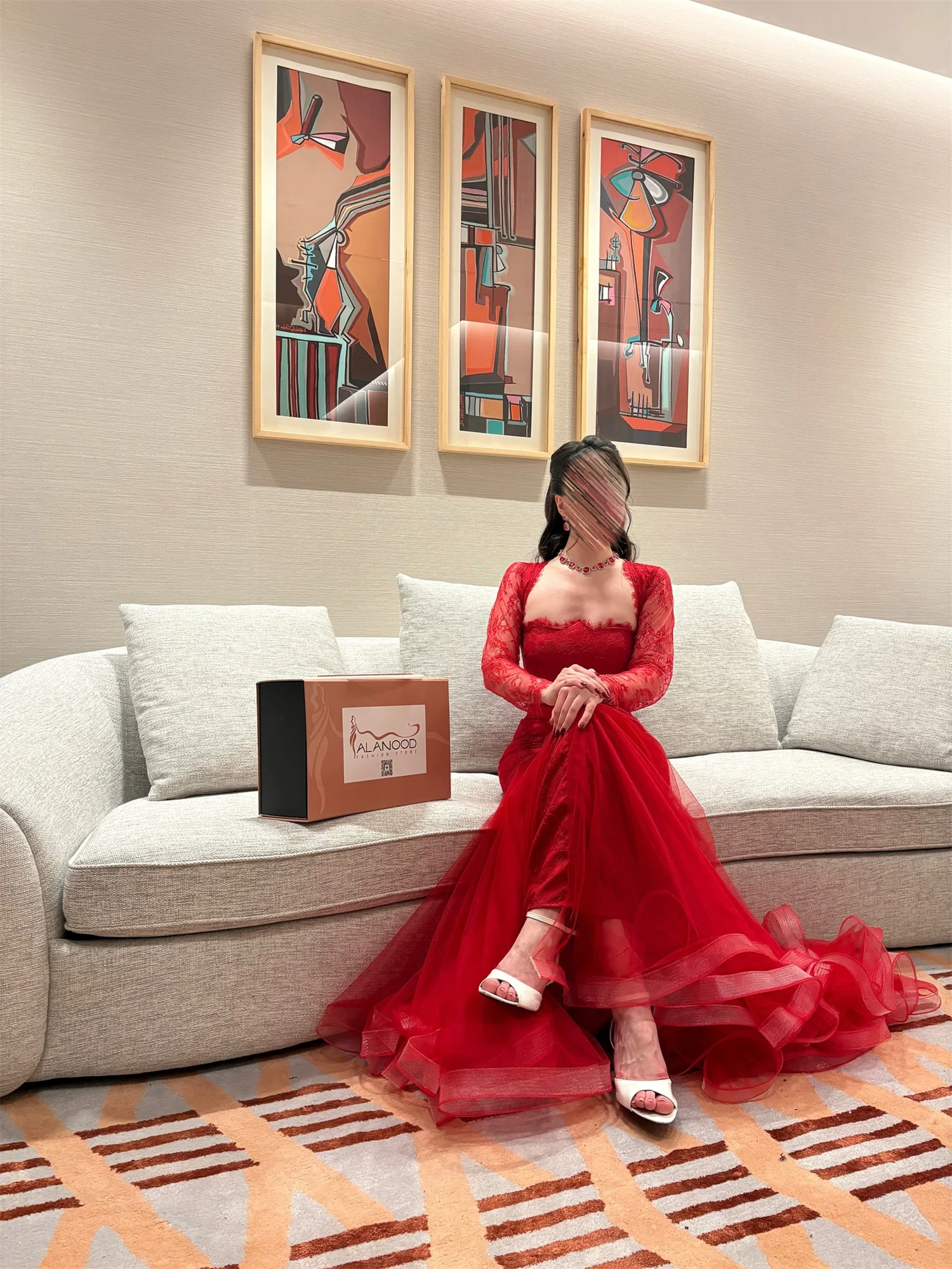 فستان لوريتا للحفلات الراقصة من الدانتيل باللون الأحمر للنساء فستان سهرة من فساتين الحفلات الأنيقة من Soirée 2025 مخصص حورية البحر للسيدات #2