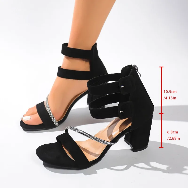 

Women Shoes Black Super High Heel Sandals Women Summer Ankle Buckle Party Shoes Woman Plus Size High Heeled Shoes Female New