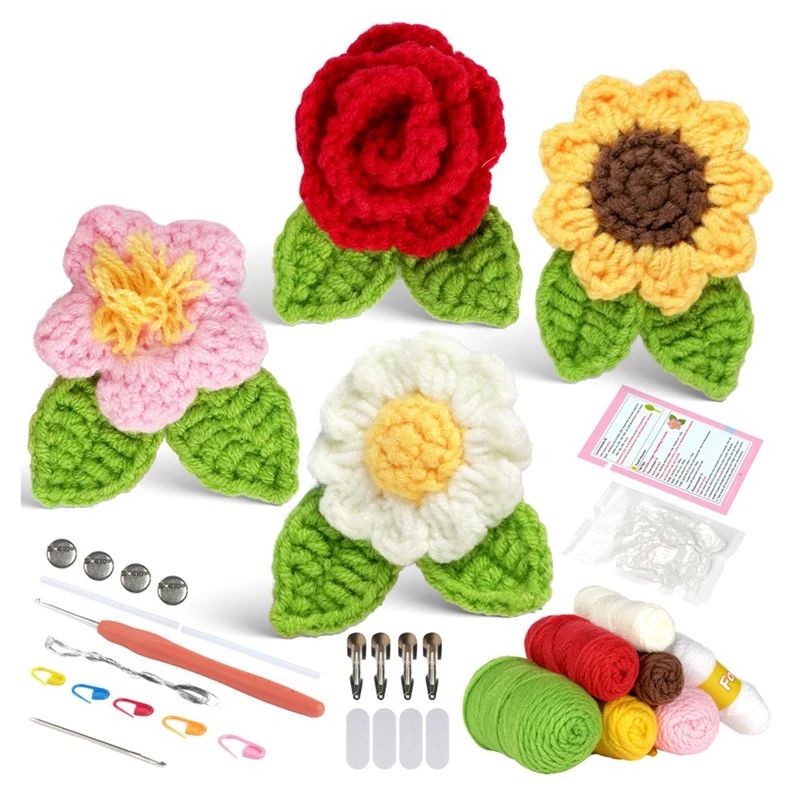 1Set Crochet Kit For Beginners Crochet Startr Kit With Step-By-Step Video Tutorials&Stitches Yarn For Adults,