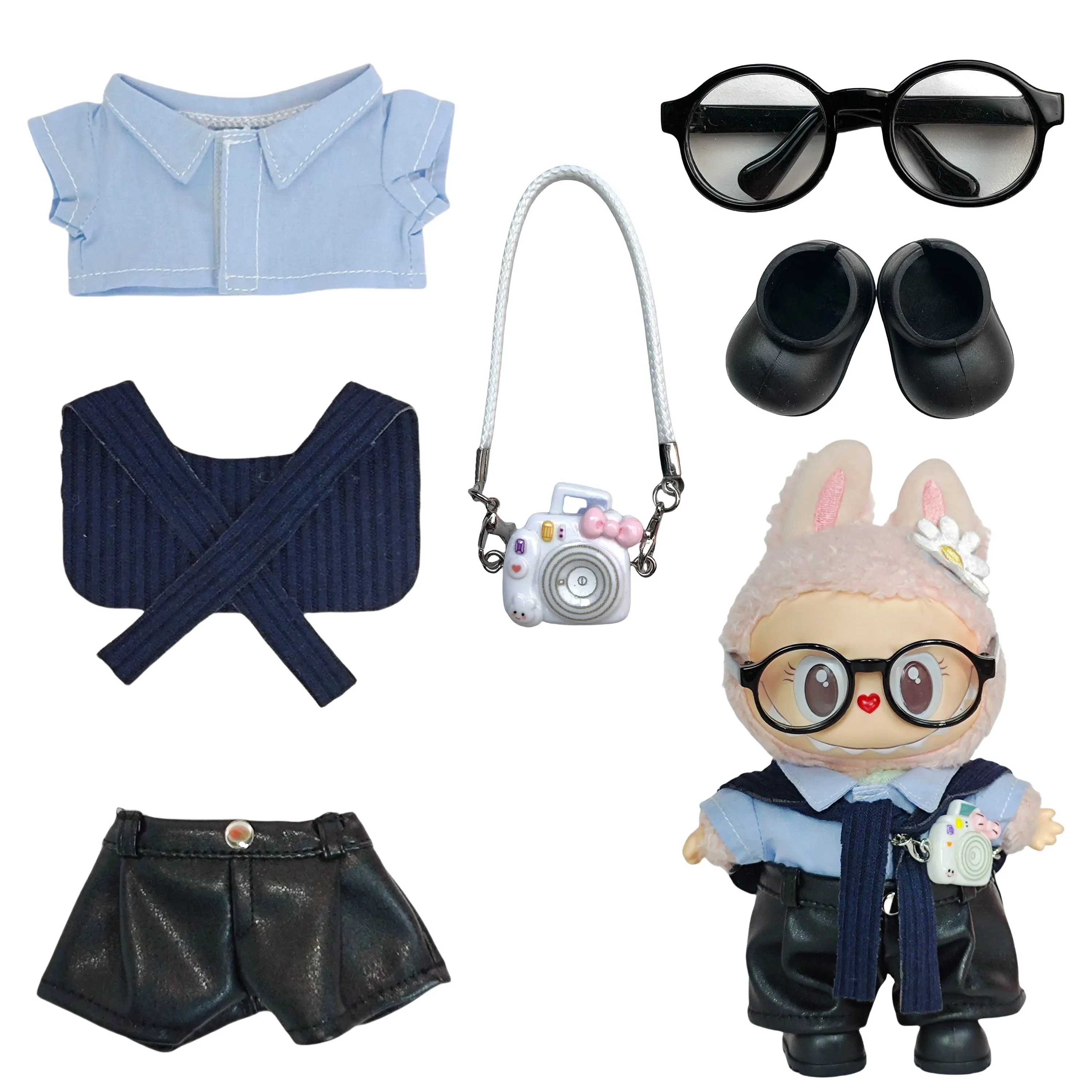 15-17cm Clothes for Labubu  Blind Box Keychain - Executive Style Outfit Set