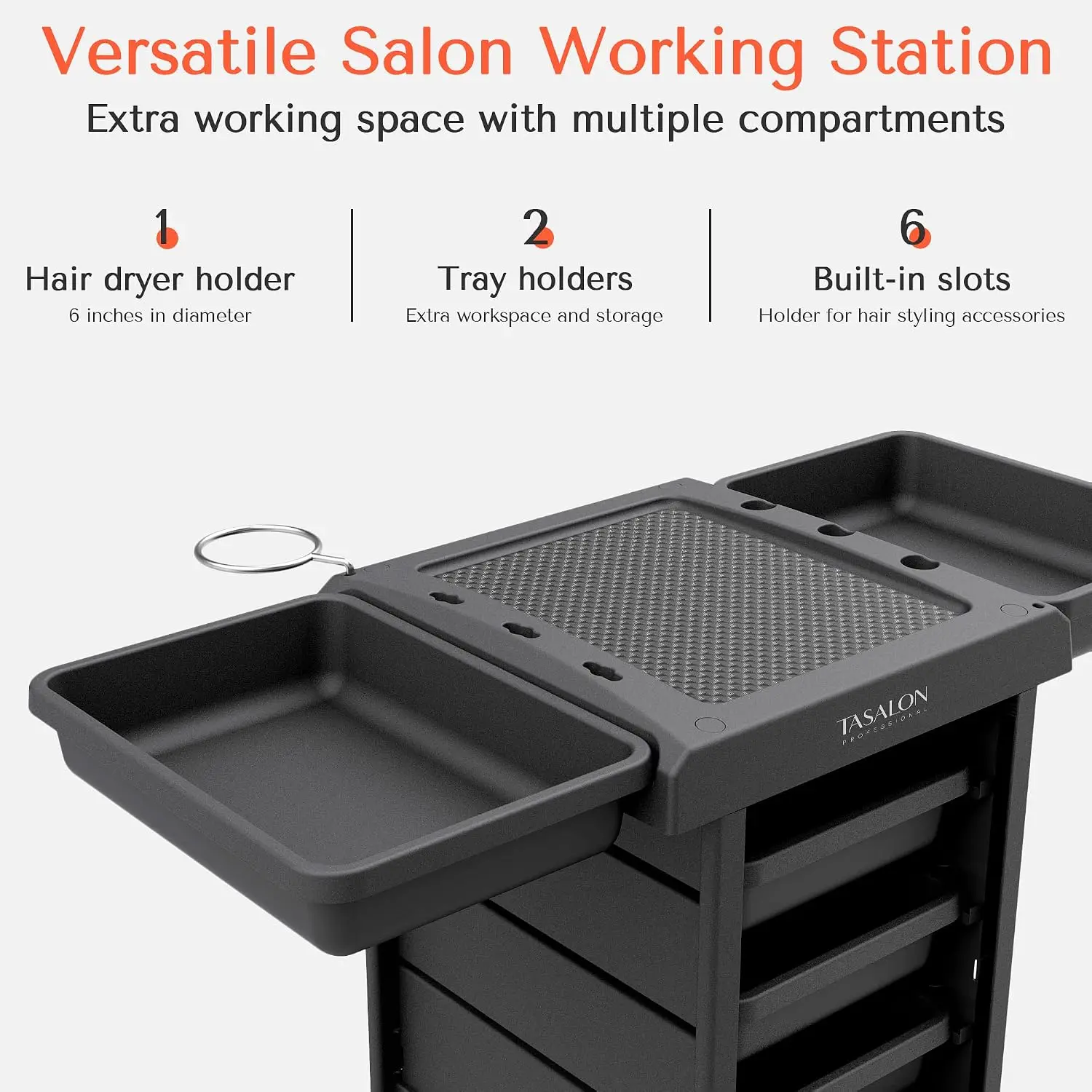 TASALON 6-Tray Multipurpose Rolling Salon Storage Cart