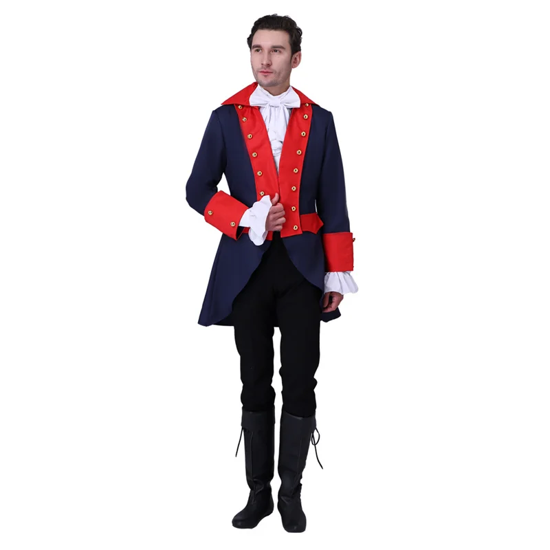 

18th Century Milton Period Men's Vintage Red Blue Coat Prince King Costume Stage Performance Uniform Coat Halloween Cosplay