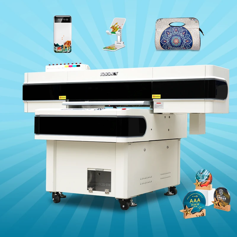 Audley A0 9060 Newly out Flatbed UV Printer with 4 i3200 Print Heads 4-Head UV Ink Printing Machine