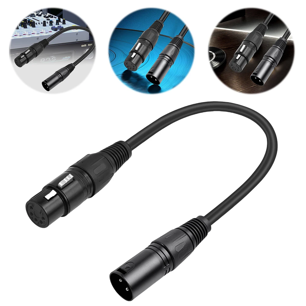 3 Pin XLR Male To 5 Pin XLR Female DMX Adapter 30cm XLR3M To XLR5F Adaptor Cable for Stage Lighting Microphone Adapter Cable
