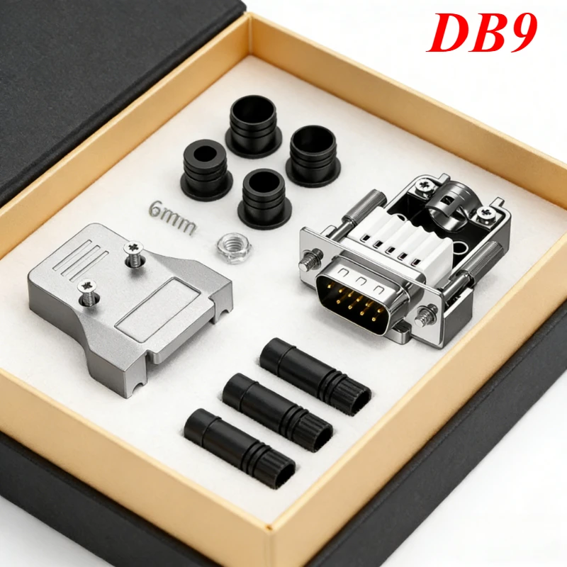 Conector Macho DB9 sin Soldadura, Adaptador de 9 Pines, Bloque de Terminales, Puerto RS232/COM, Conector Serial Hembra sin Soldadura, Impermeable, de Cobre Puro