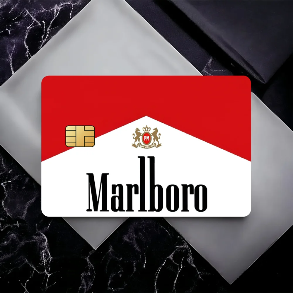 Fashion M-Marlboro Bank Credit Cards Bus Pass Stickers Cool Decoration Waterproof 4PCS Card