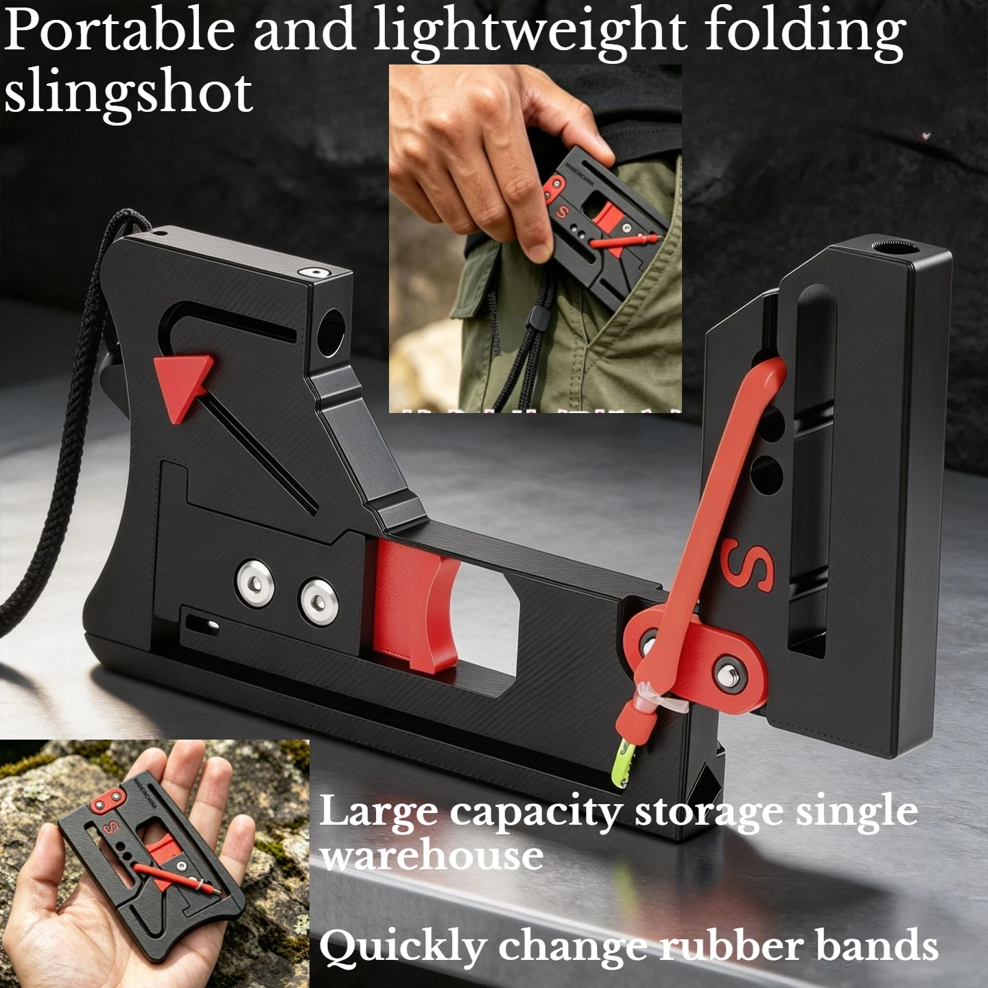 Portable Automatic Foldable Outdoor Non Competitive and Upgraded New Non-metallic Hunting Tool with Rubber Bands