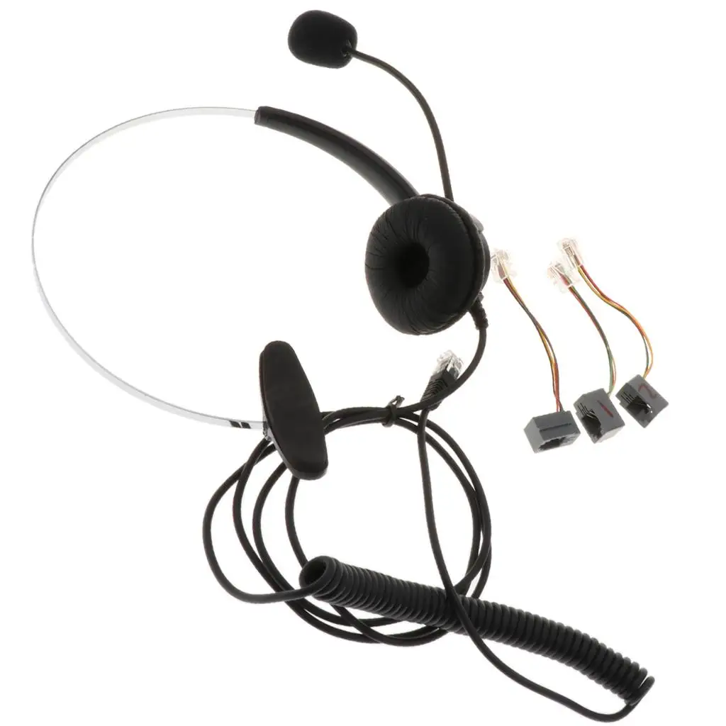 Wired RJ9 Telephone Earpieces Dynamic Sound Office Headset Call Center Headphones with Microphone for Business Communication