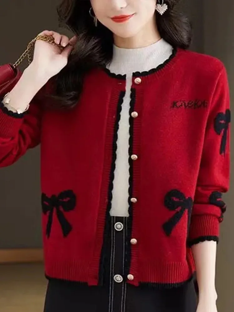 

Spring New Sle ort Knitted Open Cardigan Women Loose Faionable Long Sve round Ne Sweater Versatile Long Knit Jaet