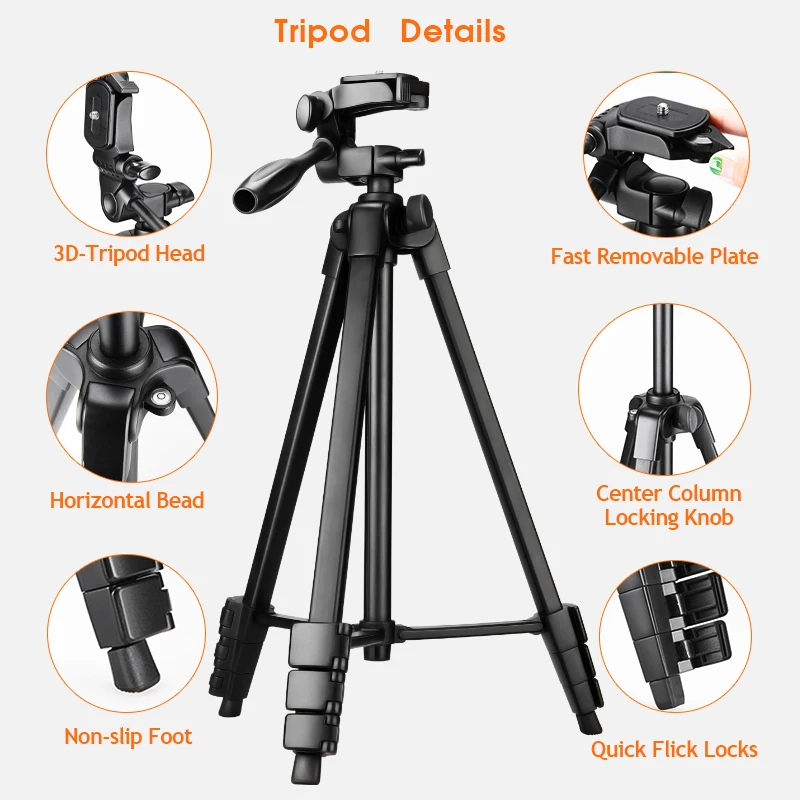 180cm 140CM Cell Phone Tripod Lightweight Camera Tripods 26CM 30CM Fill Selfie Video LED Ring Light Universal Phone Holders