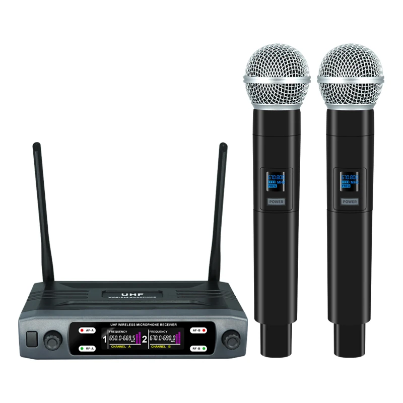 

New Wireless Microphone Handheld Dual Channels UHF Fixed Frequency Dynamic Mic For Karaoke Wedding Party Band Church Show