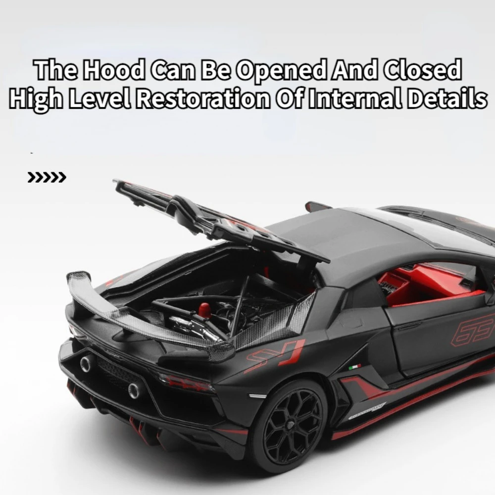 1/24 Lamborghini Aventador SVJ63 Car Model Alloy Diecasts Vehicle Model with Light Sound Super Sport Car for Boy Birthday Gifts