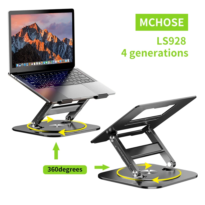 MCHOSE LS928 Foldable Laptop Stand 720° Rotatable  Bracket Aluminum Alloy Lifting Cooling Bracket Notebook Holder For Macbook