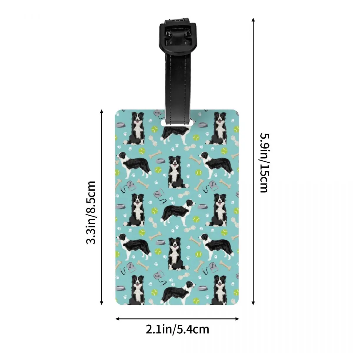 Border Collie Tennis Ball Luggage Tag Pet Dog Lover Suitcase Baggage Privacy Cover ID Label