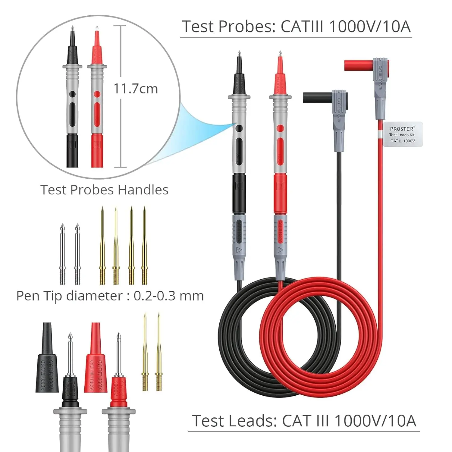 Proster 24pcs Multimeter Test Leads, Probes, Alligator Clips for Volt Clamp Meters