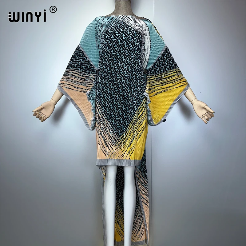Sukienka WINYI plisowana elastyczna uniwersalny rozmiar asymetryczna luźna sukienka boho szlafrok damski Vestidos wakacyjna elegancka suknia wieczorowa abaja