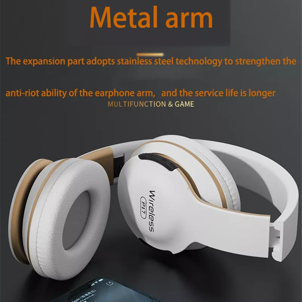 Shoumi P17 سماعات بلوتوث سماعات لاسلكية سماعة رأس جهير مع ميكروفون يدعم TF-بطاقة إلغاء الضوضاء خوذة للهواتف الذكية