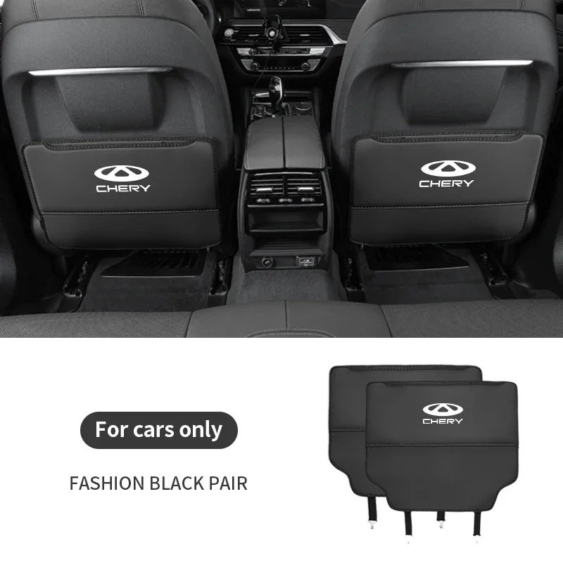 Anti‑Kick Leather Seat Back Mat With Storage Pocket Car Protector Fit Chery Tiggo7 Tiggo8 Pro Jetour X70 X90 Omoda5 Jaecoo J7 J8