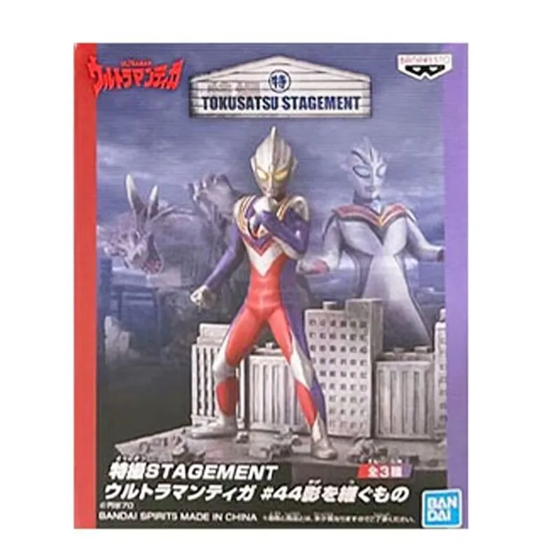Original Bandai Evil Tiga ULTRAMAN TIGA STAGEMENT Anime Figure Toys PVC Model Action Figurine Collector Ornaments Figure Gift