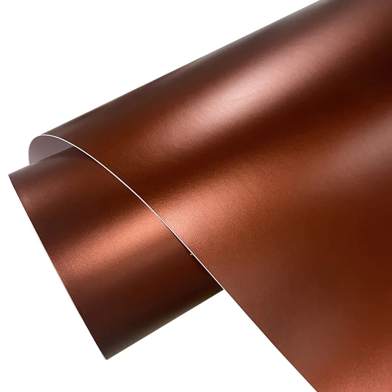Premium Chrome Matte Metallic Copper Vinyl Wrap Film Self Adhesive Decal Coffee Brown Car Wrapping Foil with Air Bubble Free