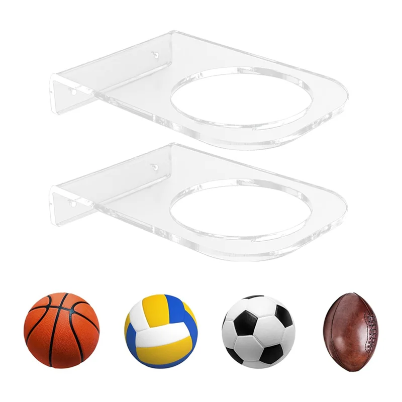 RTENTE-8 pacote suporte de basquete montagem na parede acrílico rack de exibição de futebol invisível claro bola titular prateleira