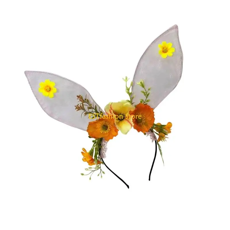 

Y5GC Stylish Mesh Rabbit Ears Hair Ornament Hairband For Birthdays School Event